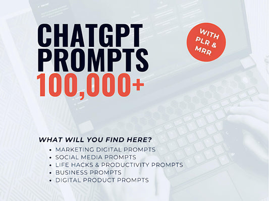 100K ChatGPT Prompts PLR | AI Prompts for Business, Marketing